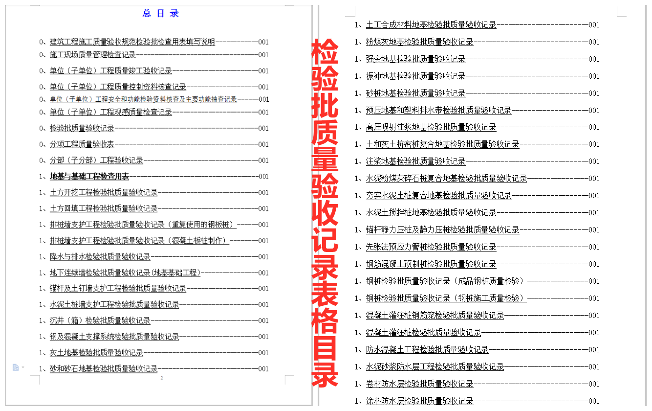 全套检验批质量验收记录表，600页含上百套表格，直接套用即可