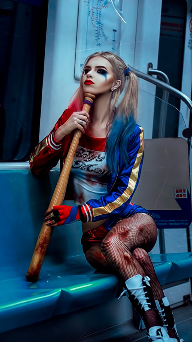 超清无水印全屏壁纸精选|你们要的小丑女,美艳杀手哈莉·奎茵