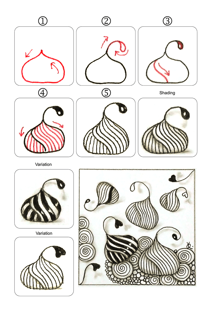 细看就会的零此基础绘画入门教程,18个禅绕画分解步骤,图案到进阶(图