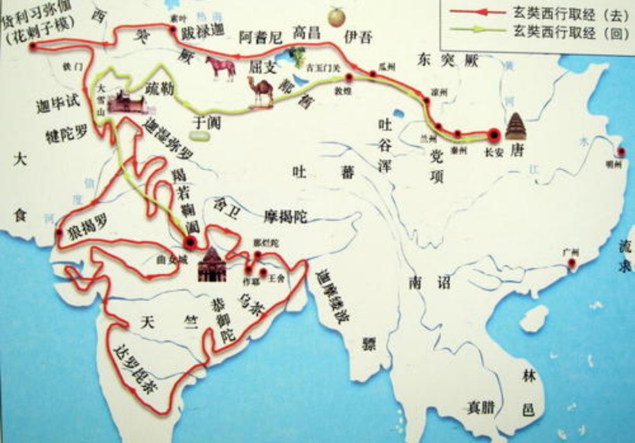 唐僧取经真实地图(最强“绕路司机”唐僧，将五千里的取经之路走出了十万八千里？)