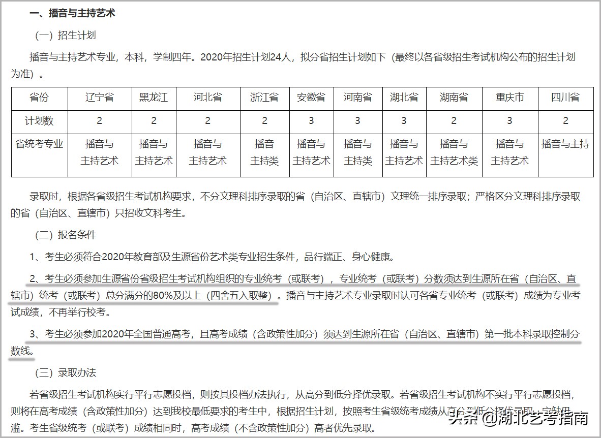 关于普通高等学校招生艺术类专业志愿填报说明统考篇（平行志愿）