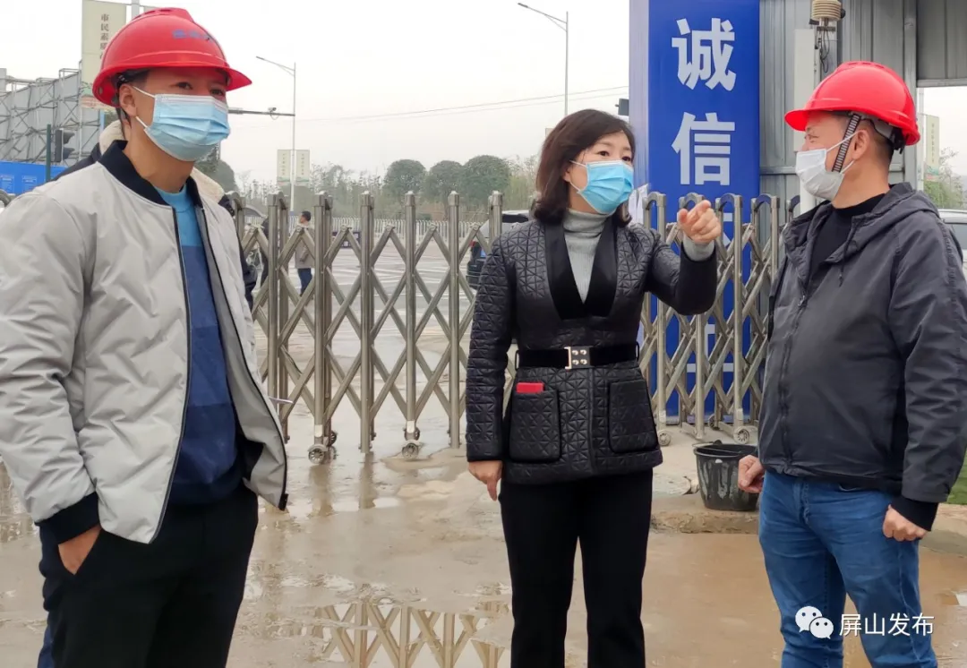 北城首席工程,宜宾观邸一期项目施工现场,赵丹认真听取有关工作汇报