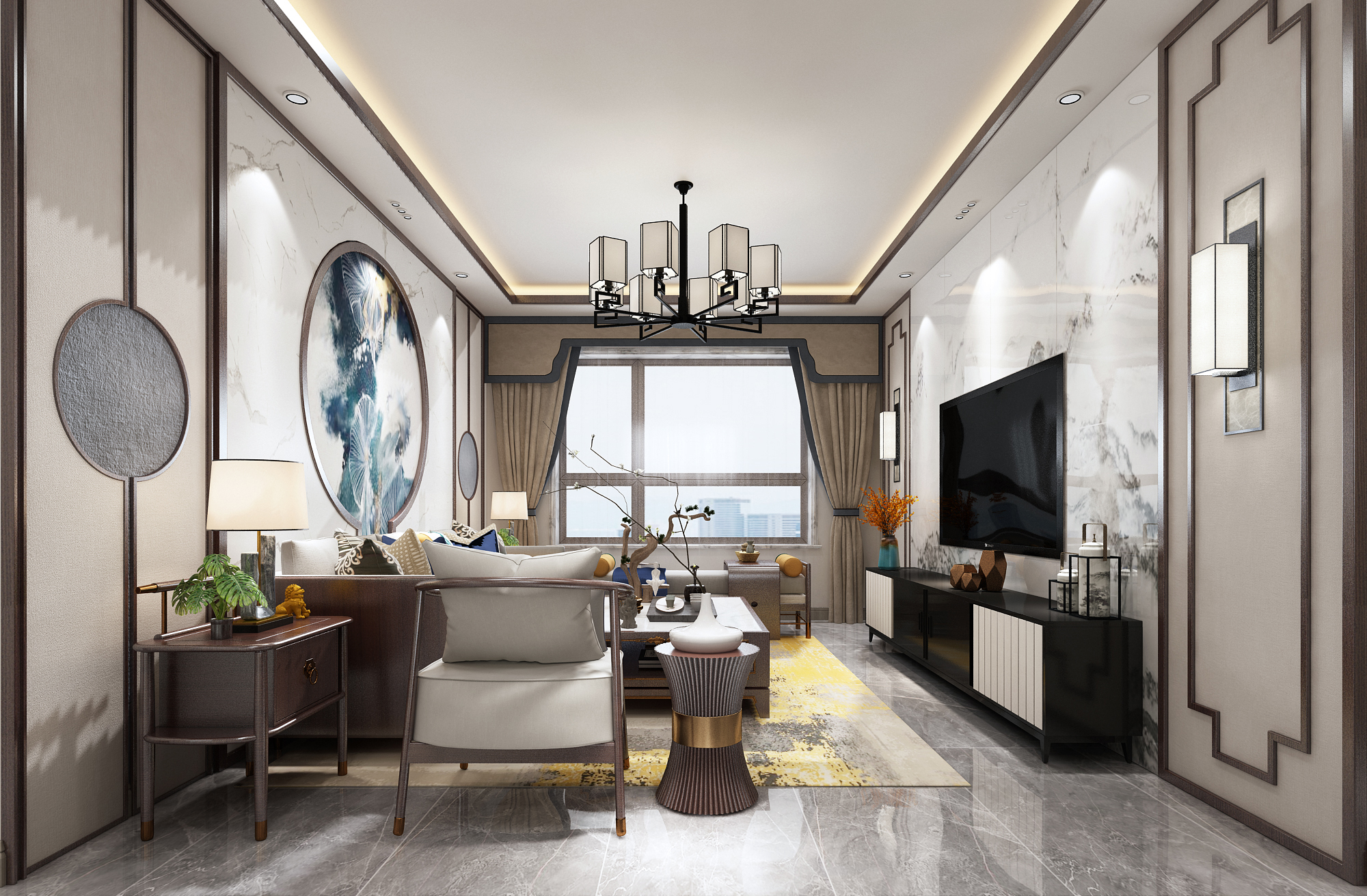 宁静富有诗意的新中式 哈尔滨装修公司装修 哈尔滨亿居装饰公司