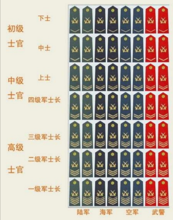 它不属于干部序列,不需要佩戴资历章,但是它有军衔.