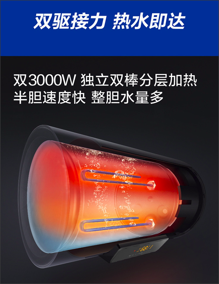 升温快保温强，无需更换镁棒-史密斯60升电热水器E60MDF