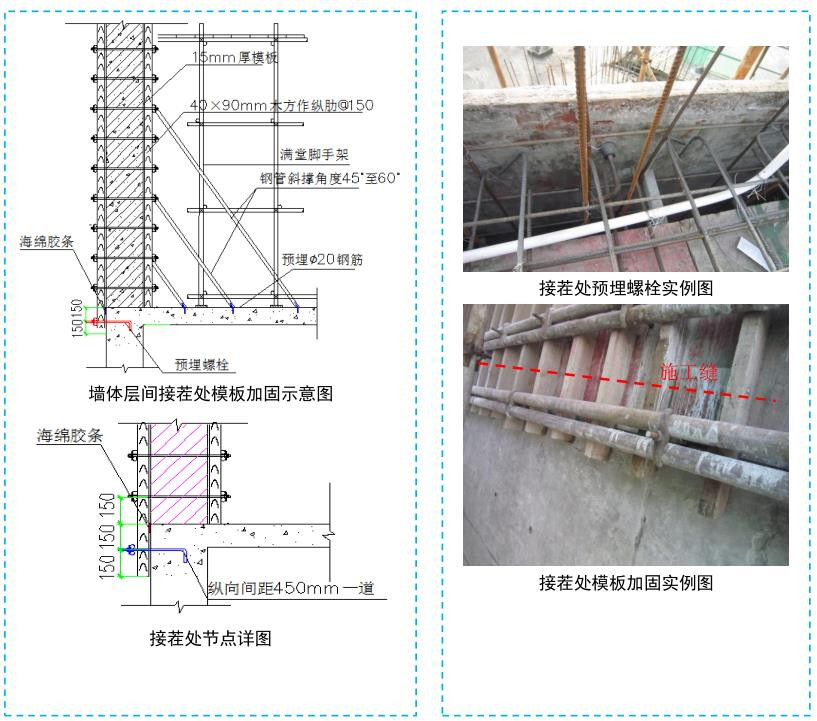 墙体层间接茬处模板加固