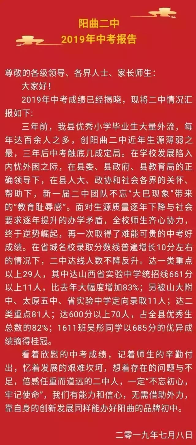 太原初中哪个好，中考成绩瞧一瞧！你最想去哪一所？