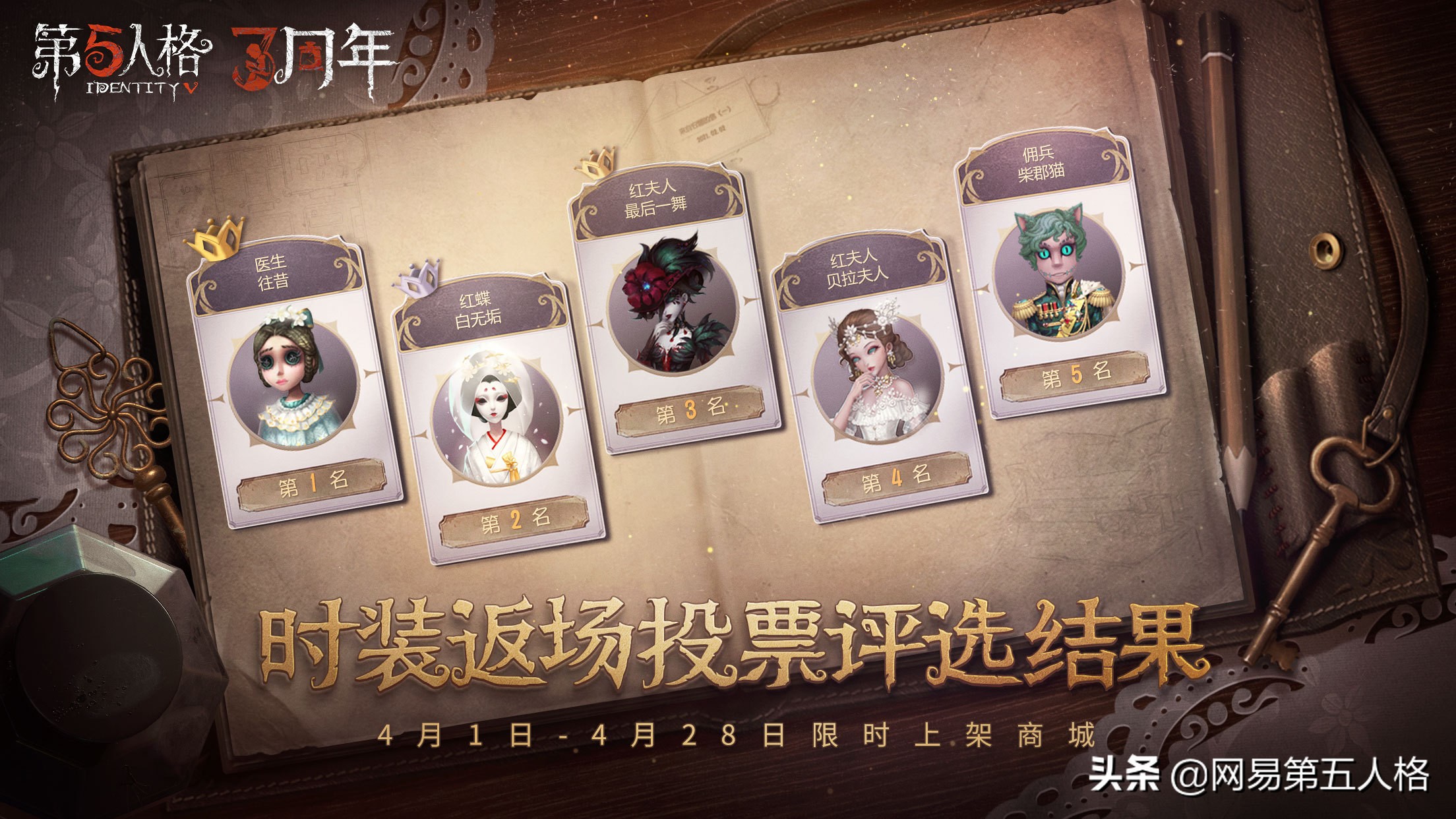 周年庆是什么时候(周年赠礼《第五人格》三周年庆活动明日开启)