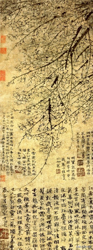 元代花鸟画赏析：王冕《梅花图》《墨梅图》《墨梅图》