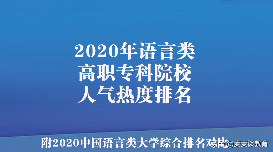 2020语言类高职院校人气热度排名发布！附语言类大学排名对比