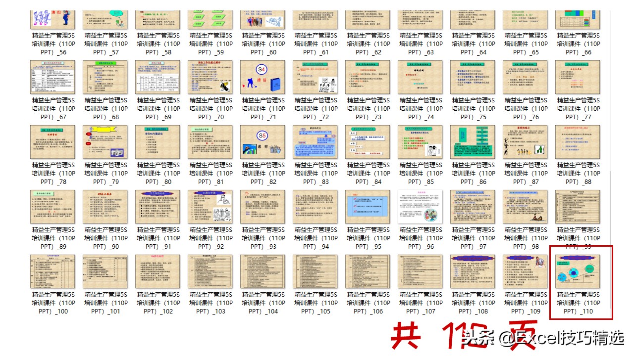 110页的精益生产管理5S培训课件，很棒的5S现场管理知识，推荐！
