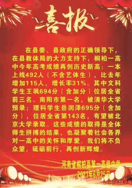 南阳市8所高中，西峡、淅川、内乡、邓州、镇平、桐柏6县高考成绩