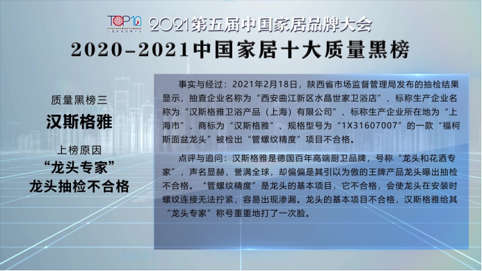 权威发布！2020-2021中国家居十大质量黑榜