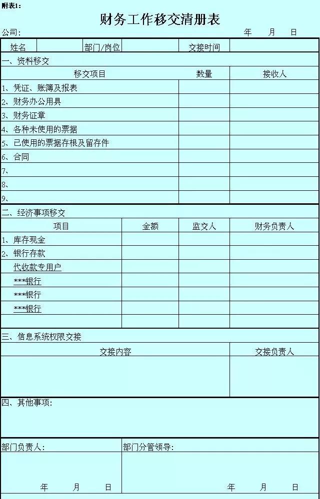 离职工作交接详细清单，会计收藏备用