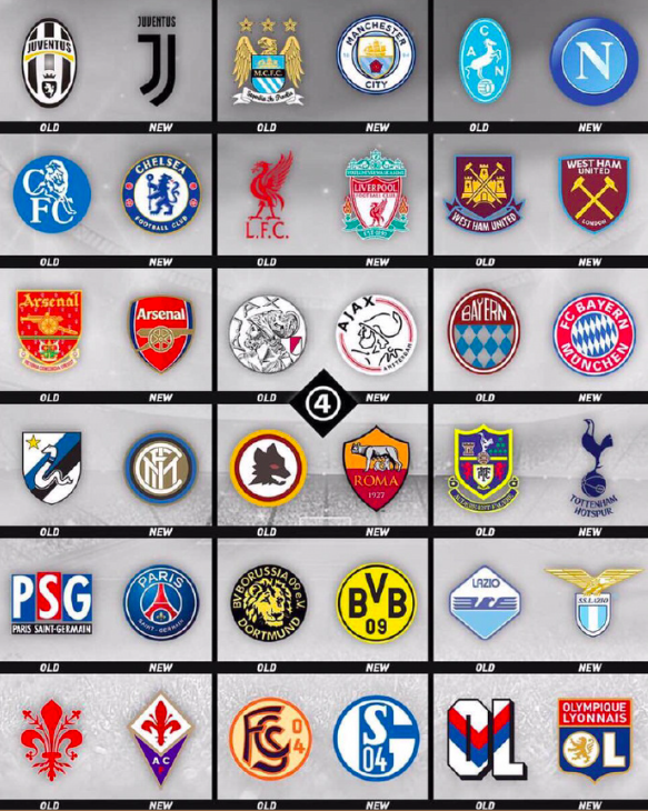 足球队旗(足球俱乐部新老队徽对比，你最爱哪款？)