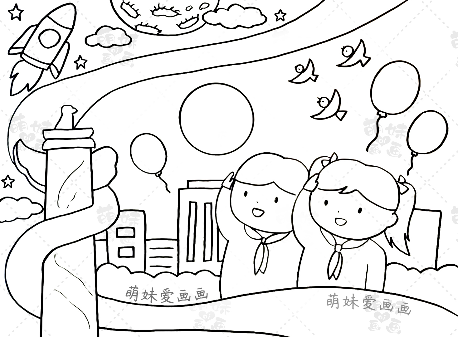 简笔画灯笼的画法图片(庆祝建党100周年绘画合集) - 赤虎壹号