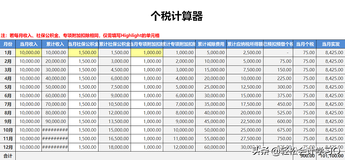 2020全自动核算工资表，个税计算，可调税率，一键打印工资条