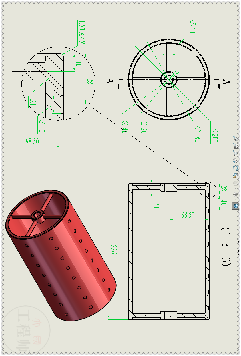 用solidworks画的「滚筒小钟琴机构」,此图篇幅较长