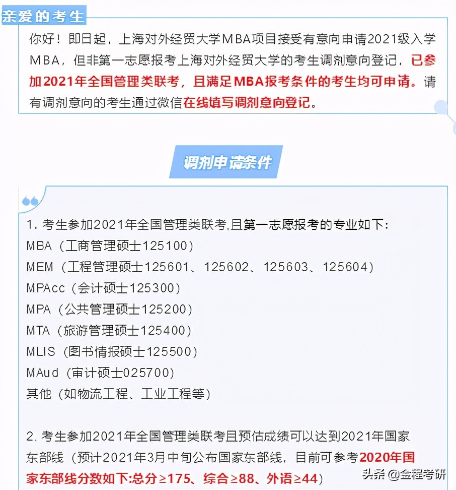 2021考研院校金融经济类专业调剂信息汇总，持续更新