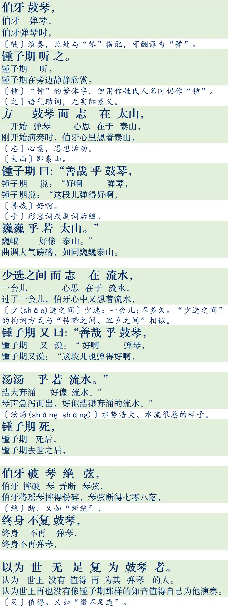 小学古文翻译：伯牙鼓琴