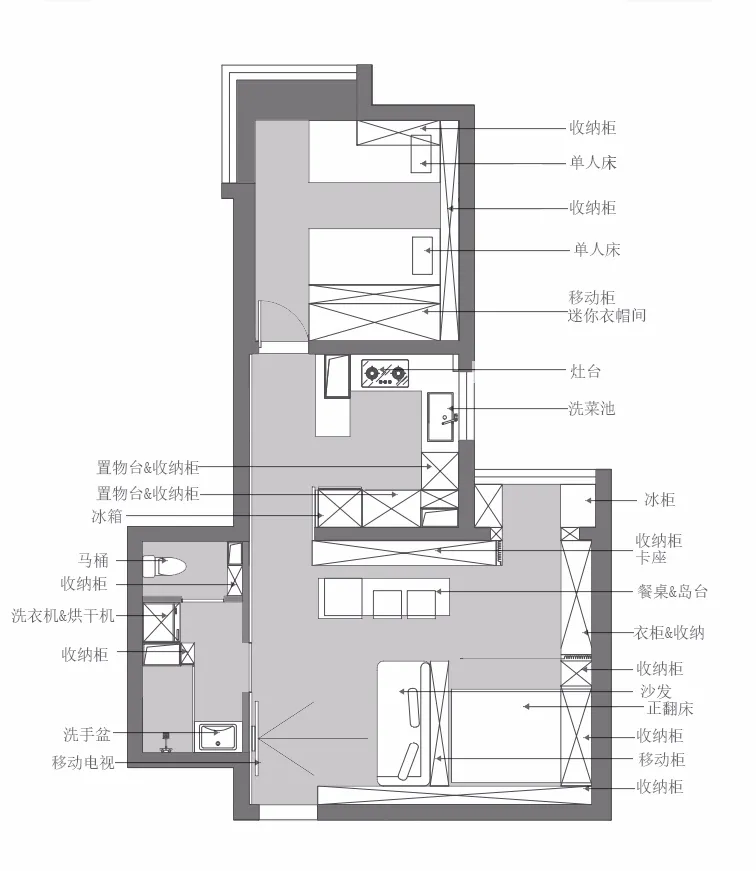 58㎡一居巧妙变两居,极致收纳+大客厅+步入式衣帽间这设计太牛了