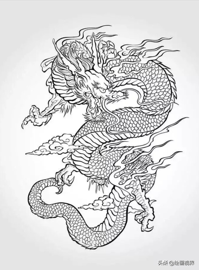 龙的纹样线稿画法很多,今天我们只是学习简单的龙纹样线稿画法,非常