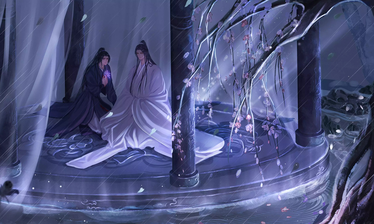画师笔下的《二哈和他的白猫师尊》,画面清新,少年时光温馨惬意