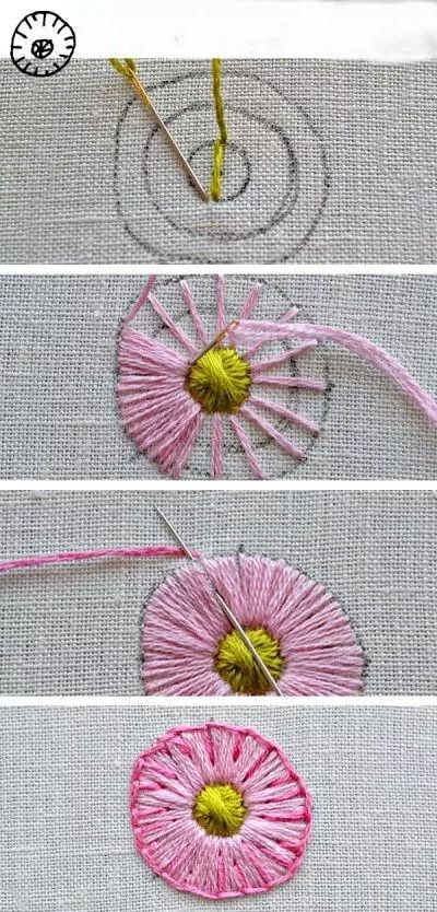 刺绣图片简单入门(10种很常见的花朵刺绣，平面立体都有，简单又易学！附图解教程)