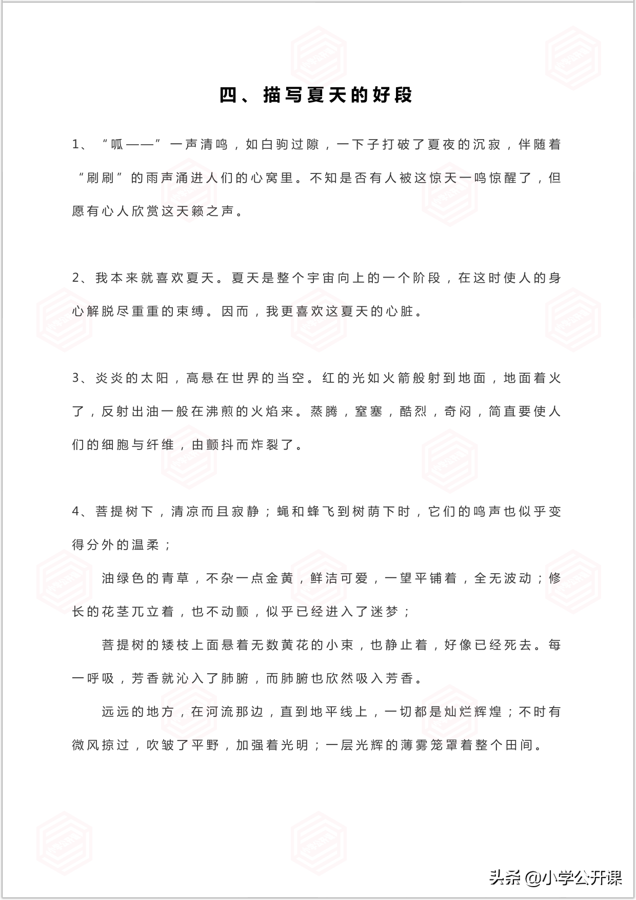 作文积累｜描写夏天的好句、成语、好段、好诗词（写作必备）