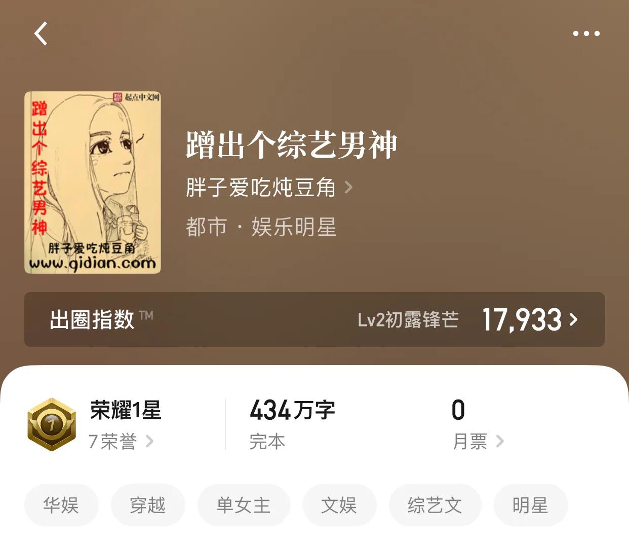 八本完本精品文娱小说，总计字数破5000万，就问你够不够？