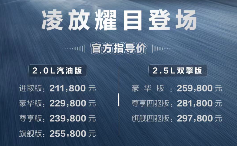 一汽丰田凌放正式上市 售价区间21.18万-29.78万