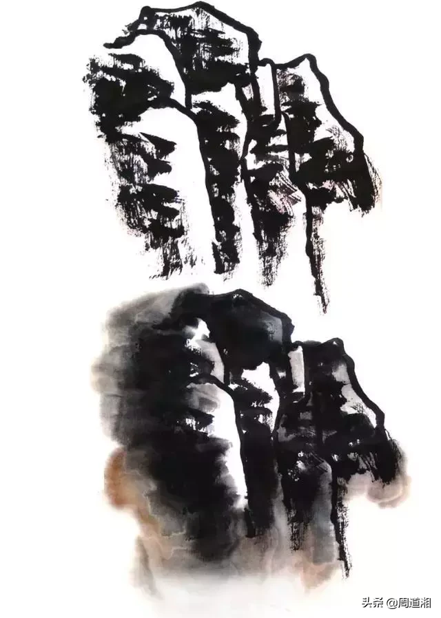 国画教程|山的表现方法、山石墨法及山坡路径、泉水瀑布的画法