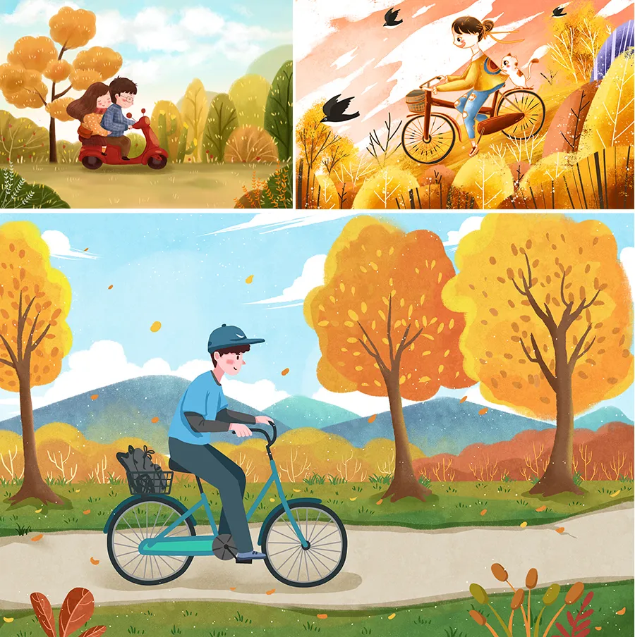 儿童画教程|秋季趣味卡通画《去秋游啦!》
