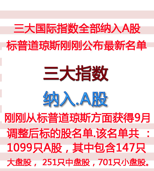 国际指数三大全部纳入A股！最新名单出炉