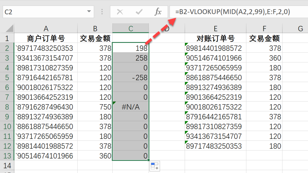2个方法，分分钟搞定格式不同的对账