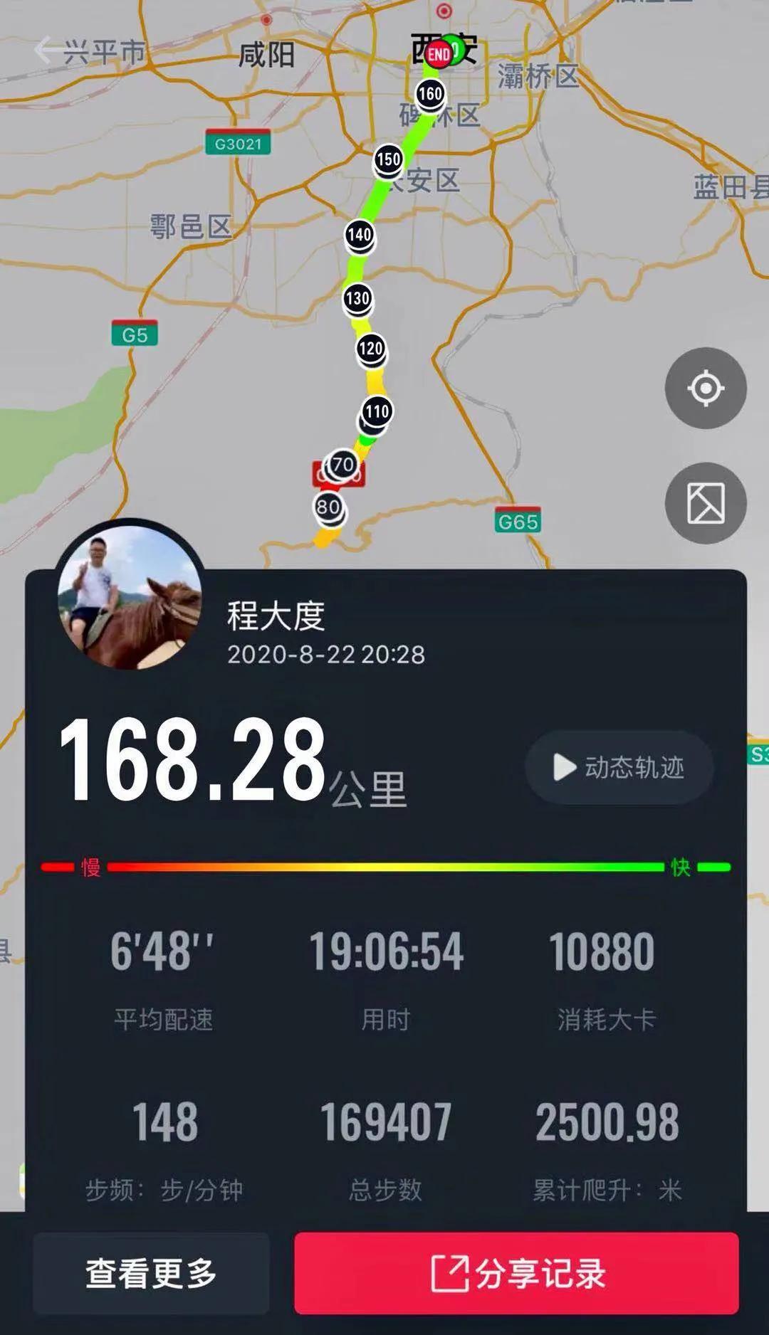 西安马拉松2020路线图视频(疯狂！西安一跑友，3天3夜在公园跑了500公里)