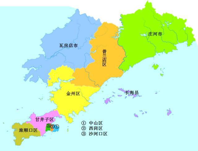 下面是辽宁省大连市的行政区划地图.