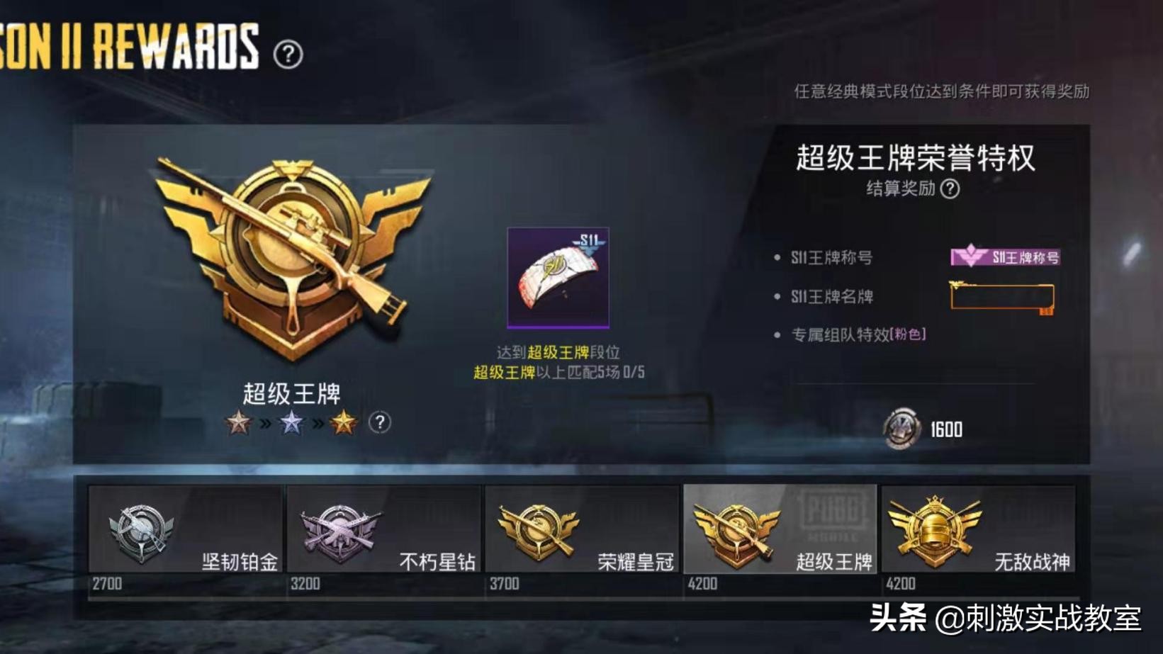 和平精英超级王牌给什么奖励(“吃鸡”新赛季奖励抢先看，这个赛季的奖励，很帅气)