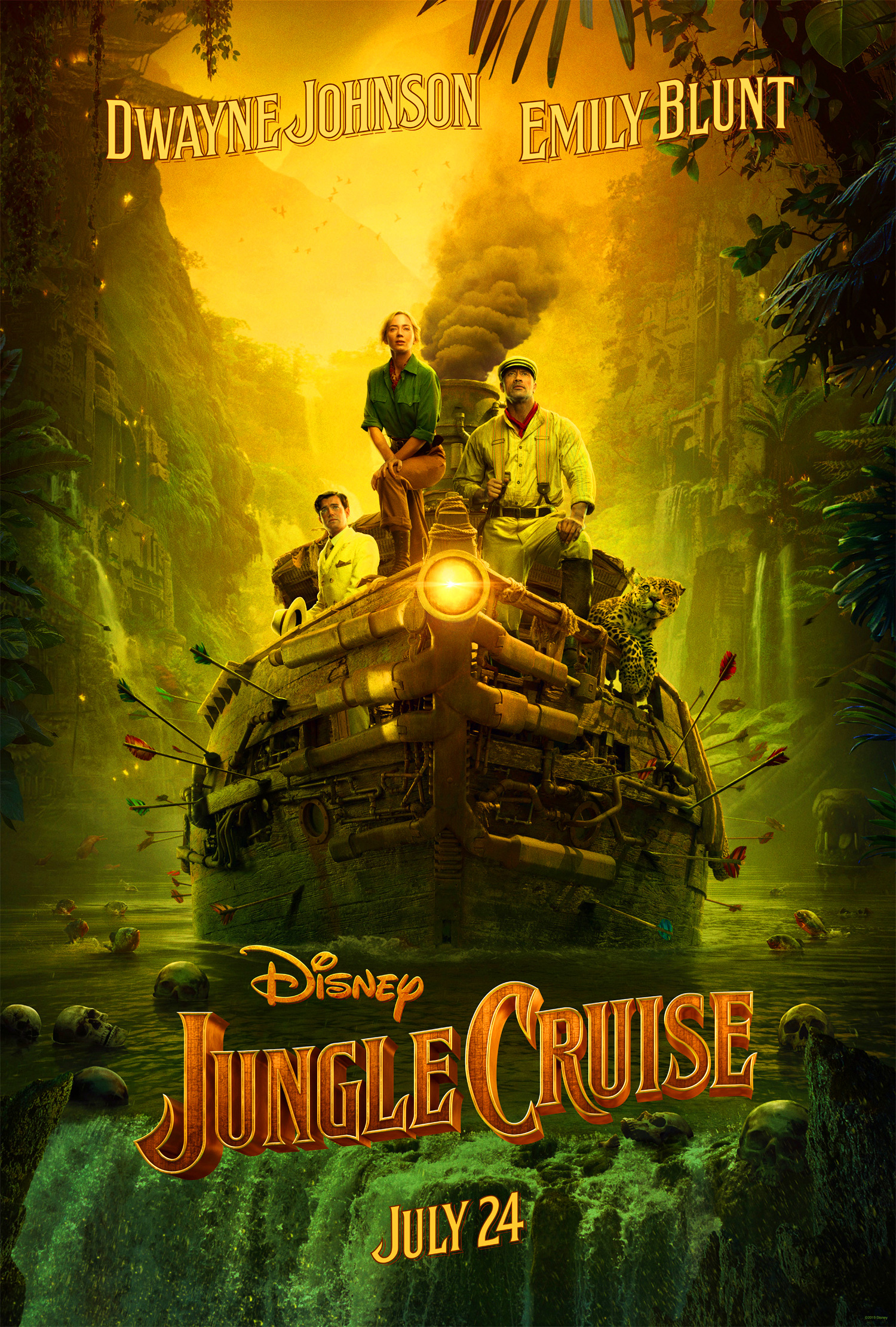 由道恩·强森和艾米莉·布朗特主演的迪士尼动作冒险电影《丛林奇航》