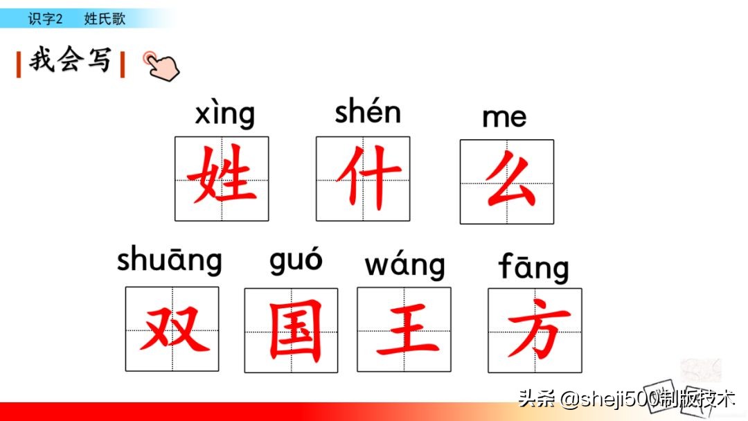 【预习】部编版一年级语文下册识字2《姓氏歌》知识点+图文讲解