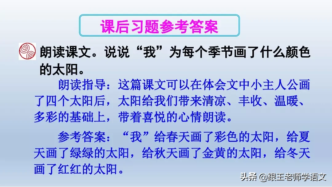 部编语文一年级下册4、四个太阳+朗读+知识点+图文解读