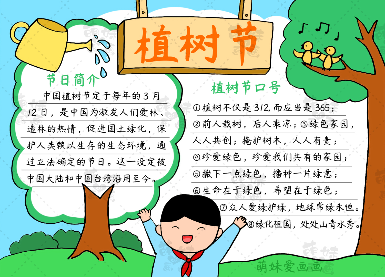 含内容的小学生植树节手抄报,简单又漂亮,老师布置的作业不用愁