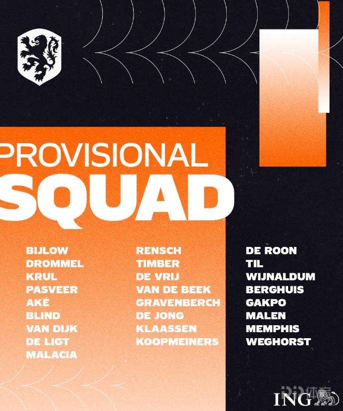 荷兰国家队大名单：范戴克回归 德容德佩德利赫特领衔