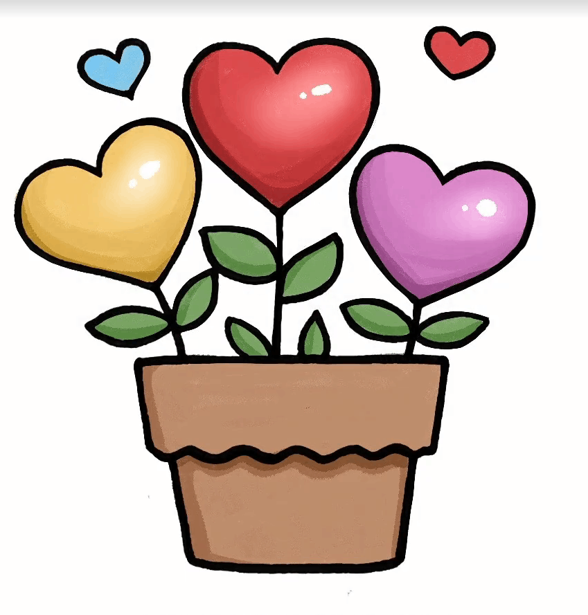 万能花篮贺卡简笔画,一学就会,赶快来试试吧