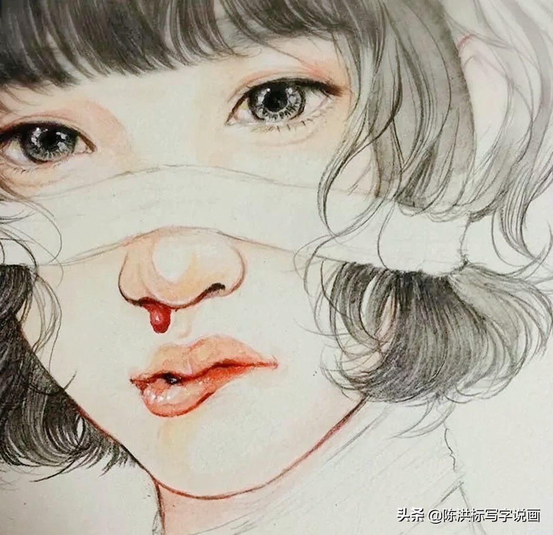 画中的人体太真实，少女伤心的泪水清晰可看，神情楚楚可怜惹人爱