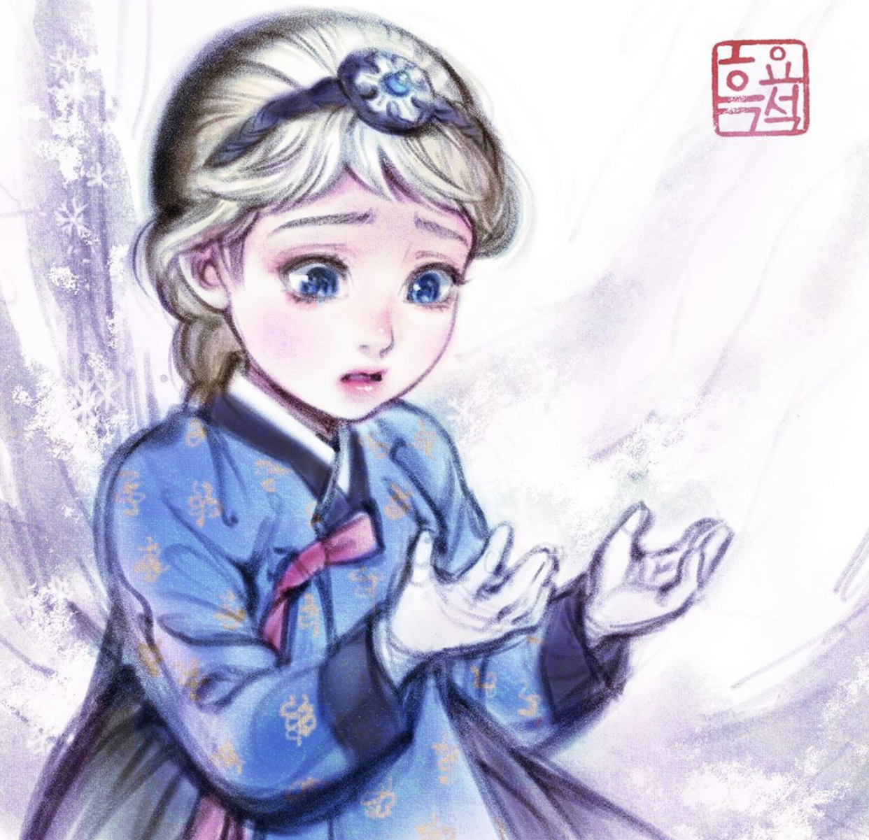 《冰雪奇缘》遇上温柔“韩漫风”，艾莎与安娜、姐妹情深让人羡慕