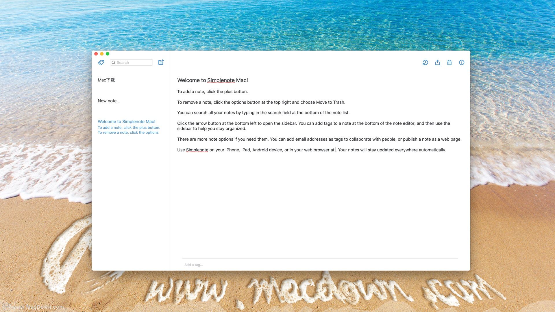 Simplenote for Mac(纯文本笔记软件)