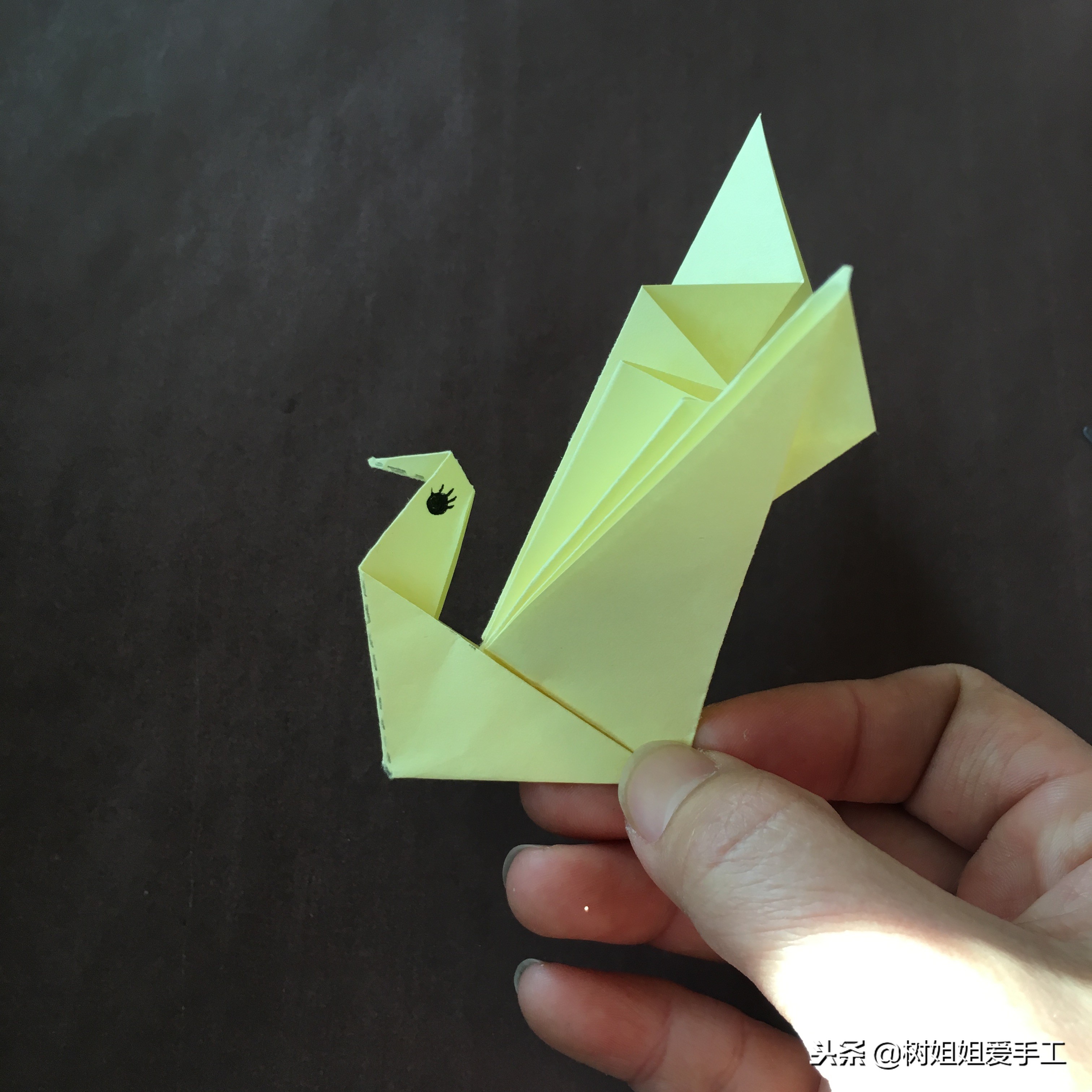 亲子手工：1张正方形折出开屏孔雀的方法