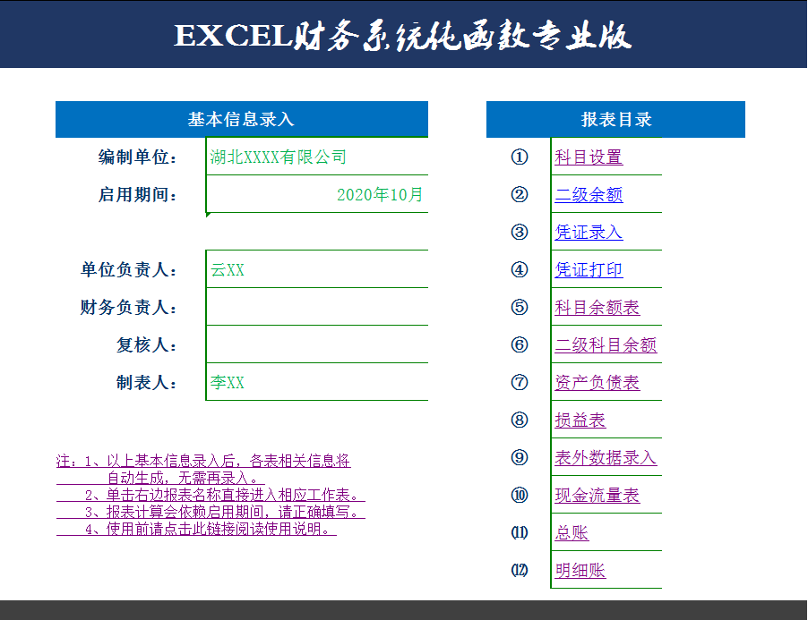 会计软件（财务经理自制的Excel财务记账系统）