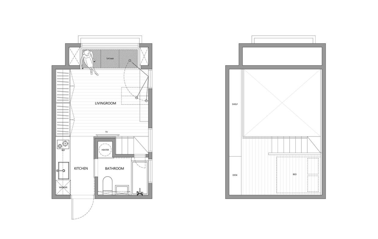 晒晒22平loft公寓设计，层高3.3m，装修好空间大一倍，真心好看！